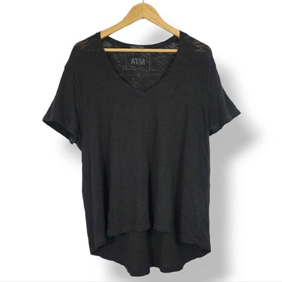 ATM Slub Jersey Boyfriend V-Neck Tee in Black Size M/L - Picture 3 of 14